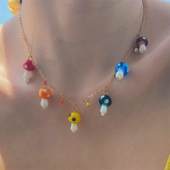 🆕Mushroom Charms Necklace - Picture 1 of 5